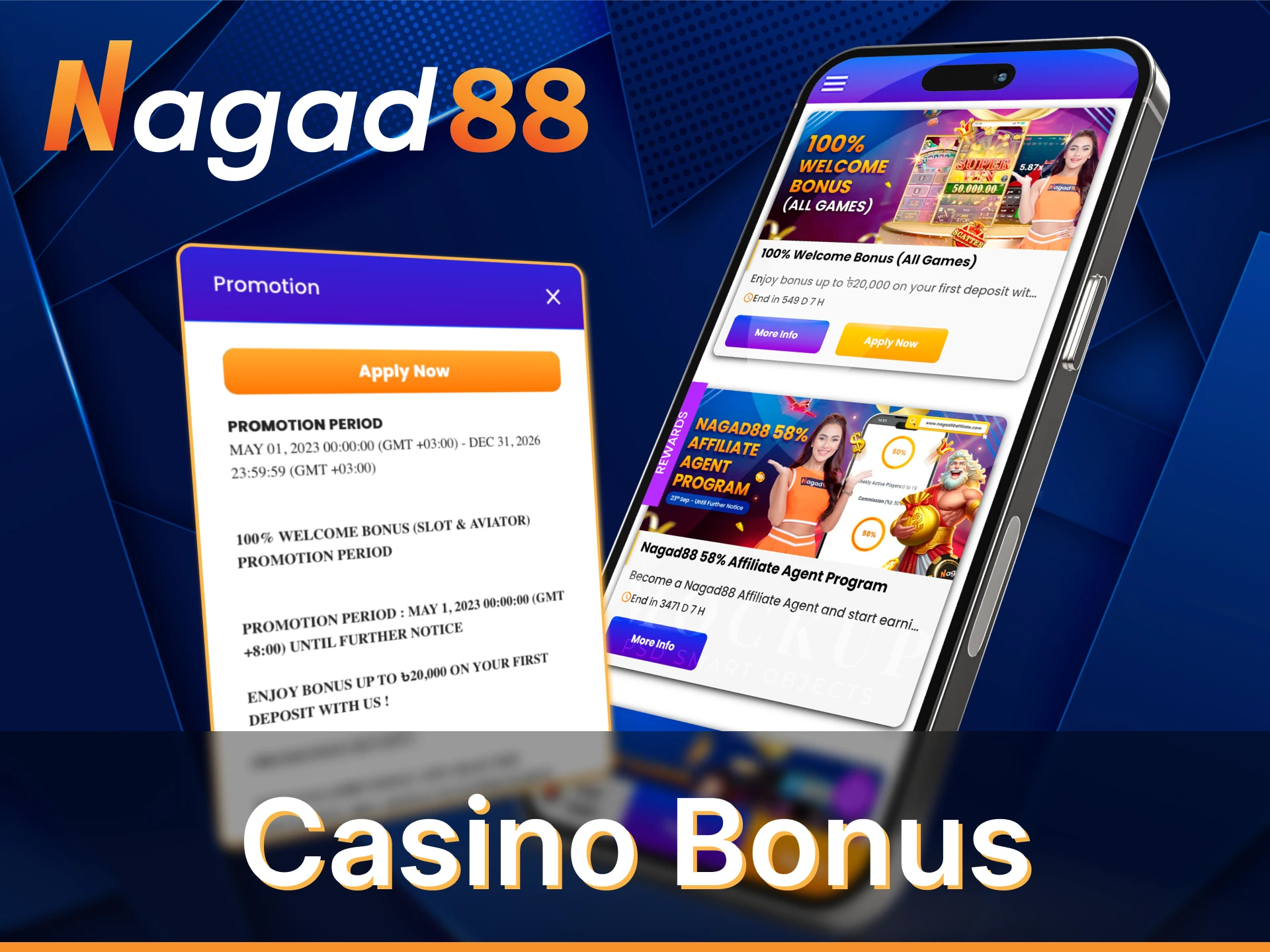 Take advantage of the special casino bonus in the Nagad88 app.