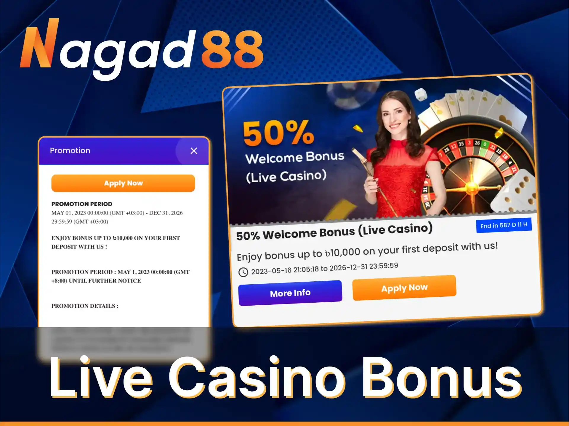 Get a special bonus for Live Casino games from Nagad88.
